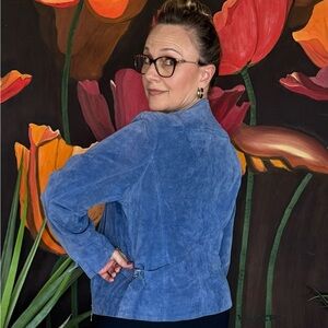 Blue suede leather jacket